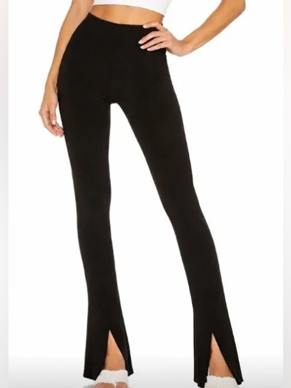 Abercrombie & Fitch Black Split Hem Leggings - Size M - Tall Girl Friendly